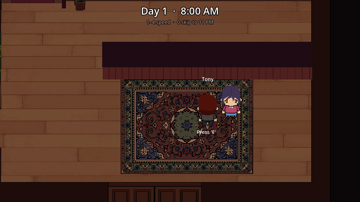 NPC name label and Press E prompt when player is in range